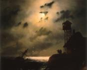 月光下的海难场面 - 伊凡·康斯坦丁诺维奇·艾瓦佐夫斯基